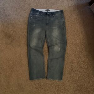 WIT & WISDOM Ab-solution Distressed High Waist Ankle Straight Leg Jeans in Light